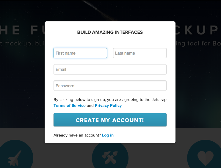 Create your Jetstrap account